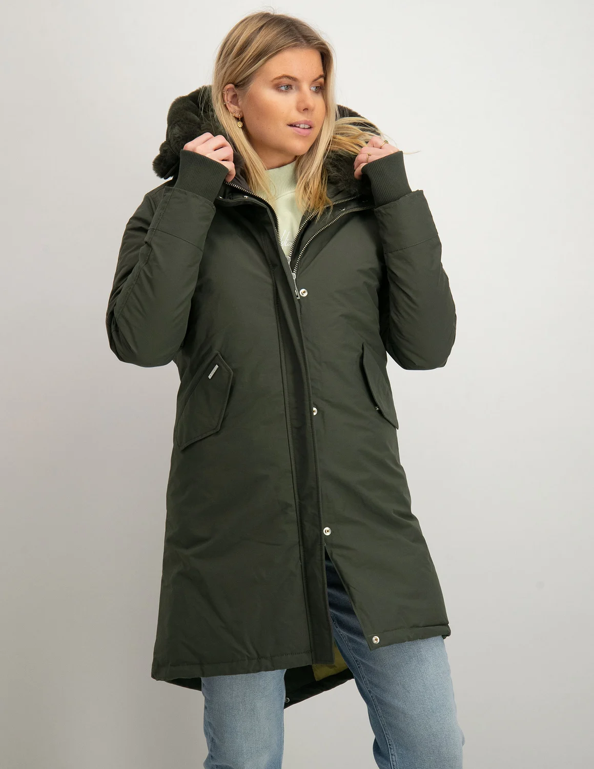 Bovenstaande boekje Papa AIRFORCE Double Zip Fishtale Parka HRW0449 groen kopen bij The Stone