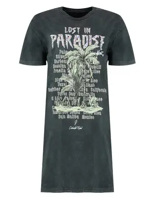 Colourful Rebel Acid Wash Tee Dress Lost in Paradise