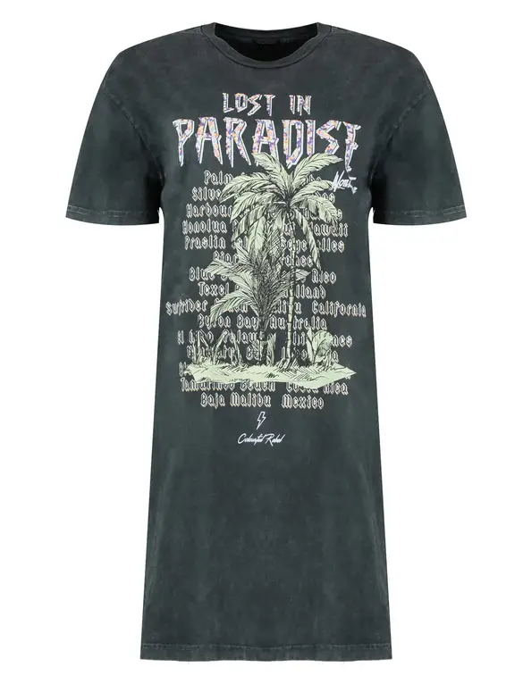 Colourful Rebel Acid Wash Tee Dress Lost in Paradise