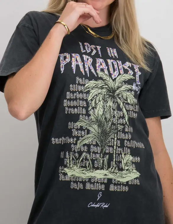 Colourful Rebel Acid Wash Tee Dress Lost in Paradise