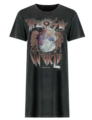 Colourful Rebel Acid Wash Tee Dress Sun Tour