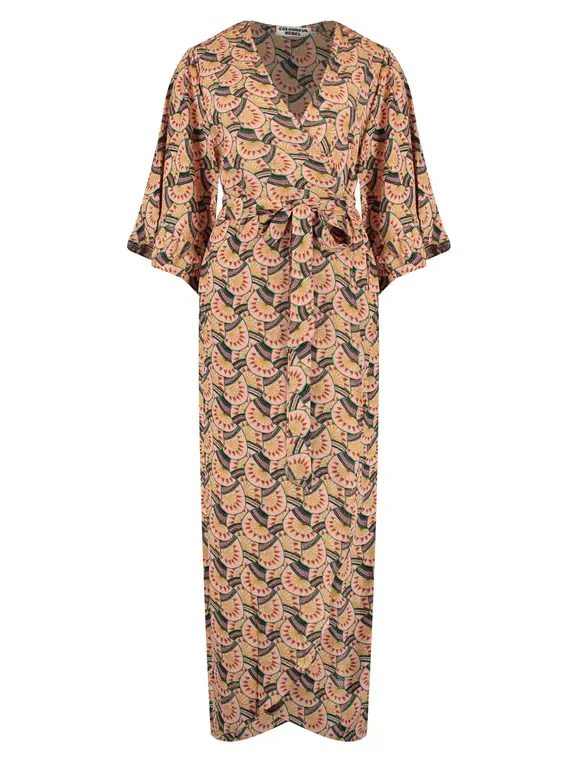 Colourful Rebel Alice Graphic Fan Maxi Wrap Dress WD114374