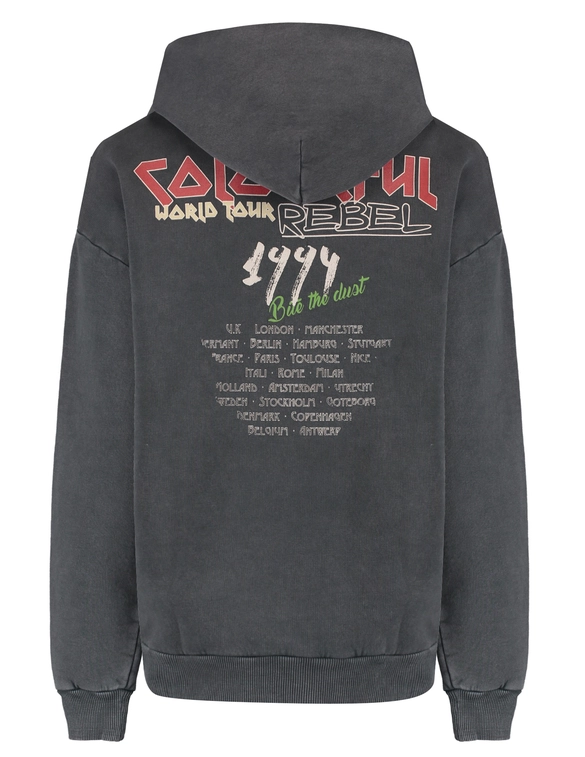 Colourful Rebel Concert acid wash clean hoodie WH116579
