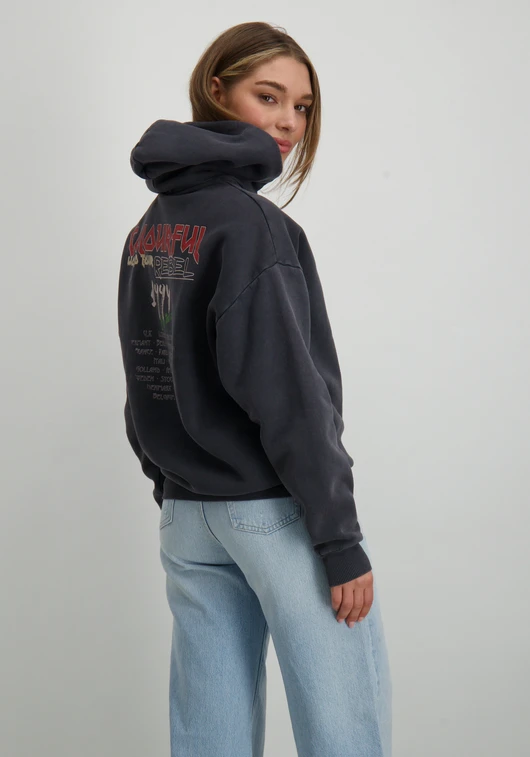 Colourful Rebel Concert acid wash clean hoodie WH116579