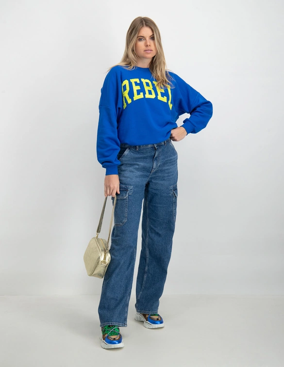 Colourful Rebel CR Embro Drppd Shoulder Sweat WS415379