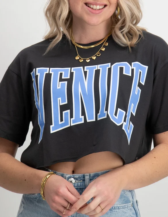Colourful Rebel Cropped Raw edge Tee Venice