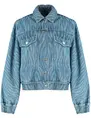 Colourful Rebel Dasha zebra pleated denim jacket WJ114050