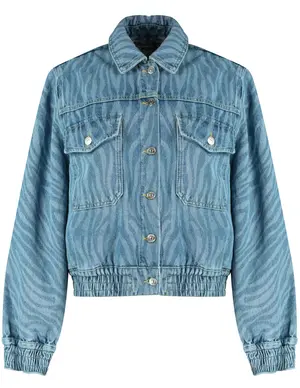 Colourful Rebel Dasha zebra pleated denim jacket WJ114050