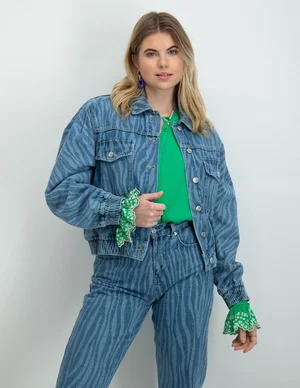 Colourful Rebel Dasha zebra pleated denim jacket WJ114050