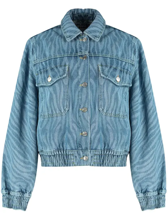 Colourful Rebel Dasha zebra pleated denim jacket WJ114050