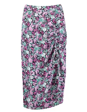 Colourful Rebel Flower midi drawcord skirt Dinah