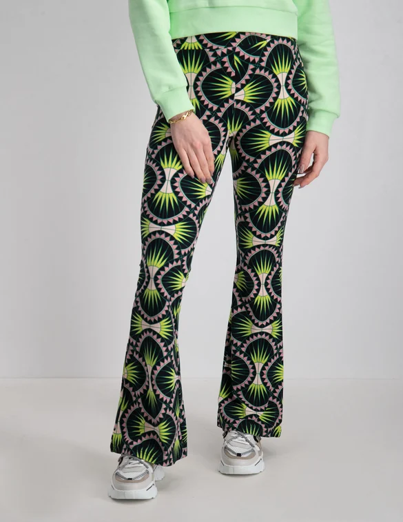 Colourful Rebel Graphic peached extra flare pants WP114025