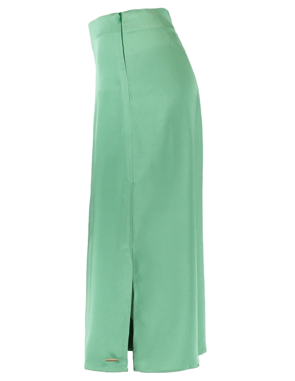 Colourful Rebel Hinte Uni Satin Slit Midi Skirt WS214379