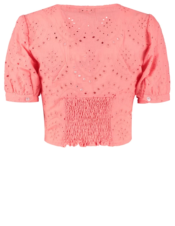 Colourful Rebel Jo Cropped Broderie Anglaise Blouse 10330