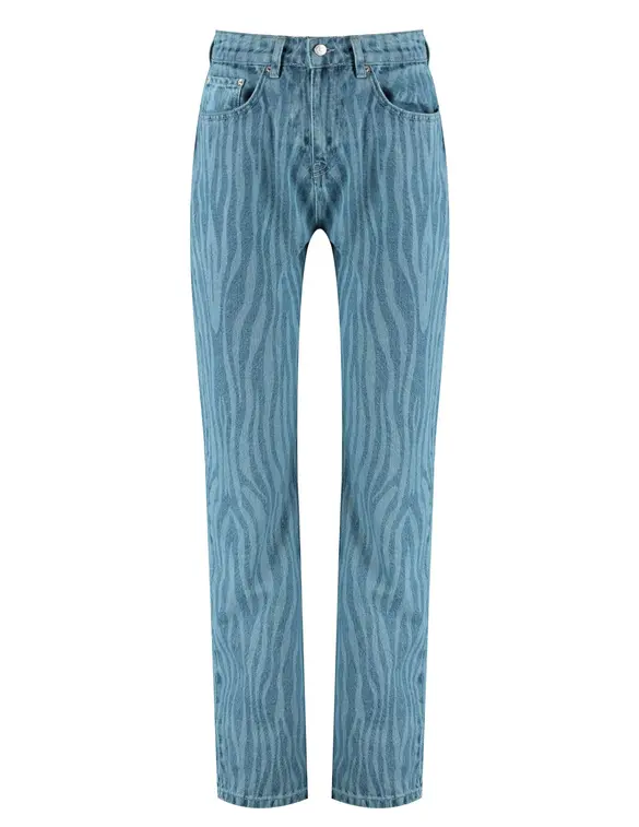 Colourful Rebel Jones zebra mid rise straight leg denim pants WP114051