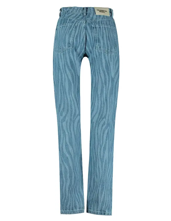 Colourful Rebel Jones zebra mid rise straight leg denim pants WP114051