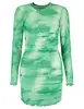 Colourful Rebel Juda Tie Dye Gathered Mesh Dress WD114410