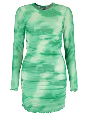 Colourful Rebel Juda Tie Dye Gathered Mesh Dress WD114410