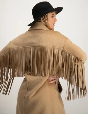 Colourful Rebel Koko Wool fringe coat WO111972280000