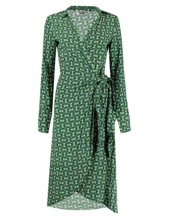 Colourful Rebel Lea graphic wrap midi dress WD114128