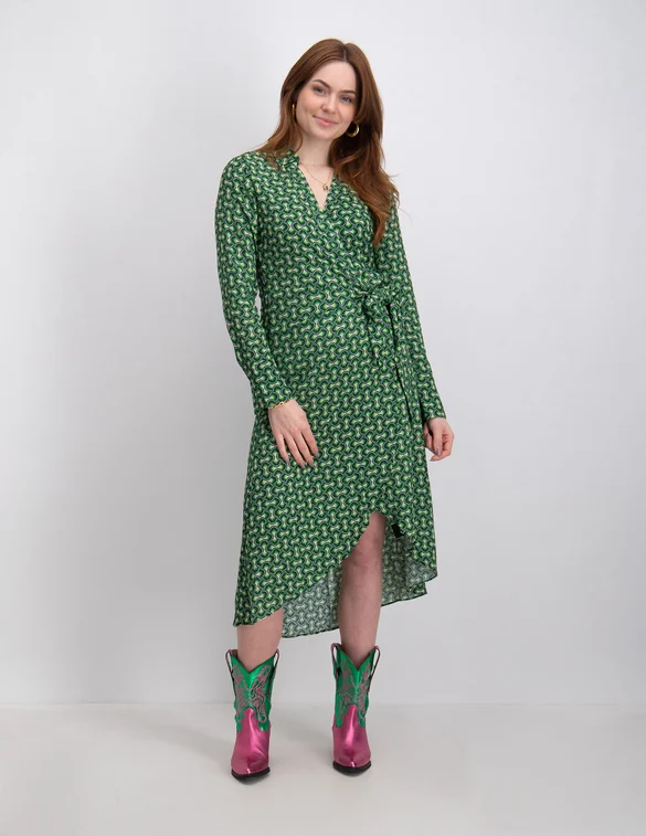 Colourful Rebel Lea graphic wrap midi dress WD114128