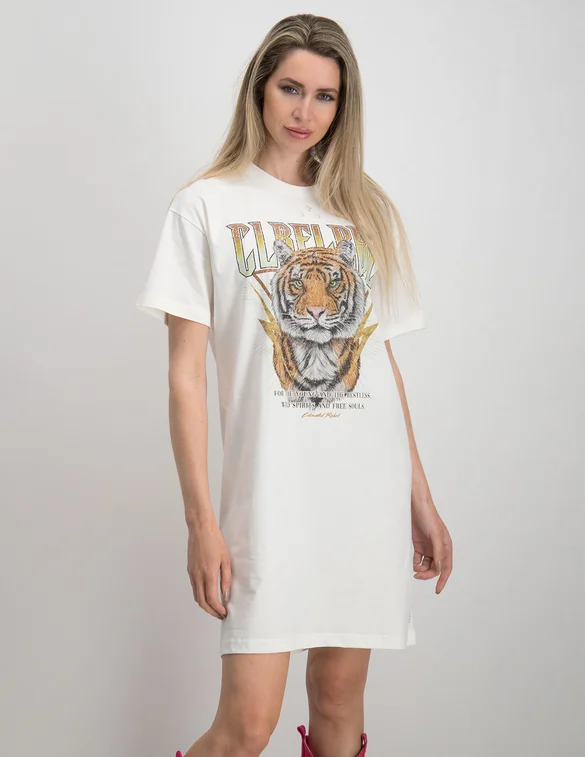 Colourful Rebel Lightning Tee Dress Tiger