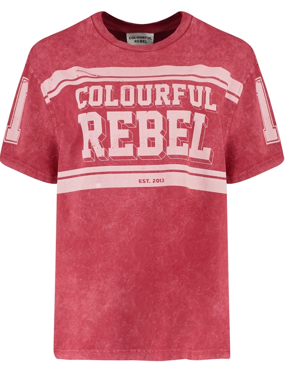 Colourful Rebel Logo Block Acid Wash Loosefit Tee WT116731