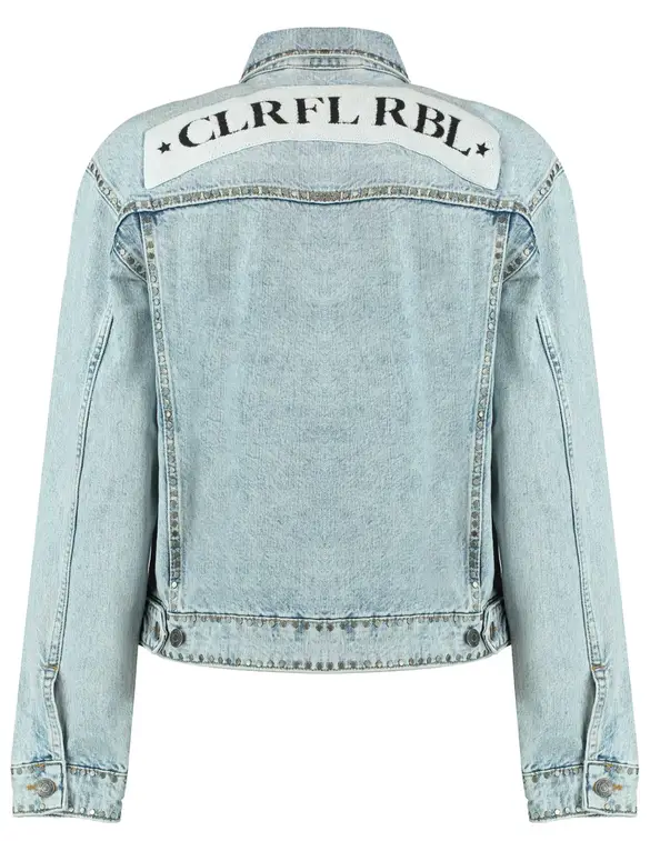 Colourful Rebel Logo studs Denim Jacket Mollie