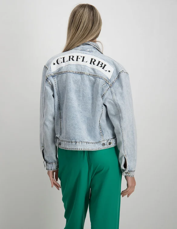 Colourful Rebel Logo studs Denim Jacket Mollie