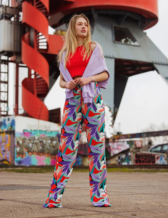 Colourful Rebel Melody big flower straight pants WP114137