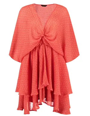 Colourful Rebel Mencia small geo two layer mini dress WD114163