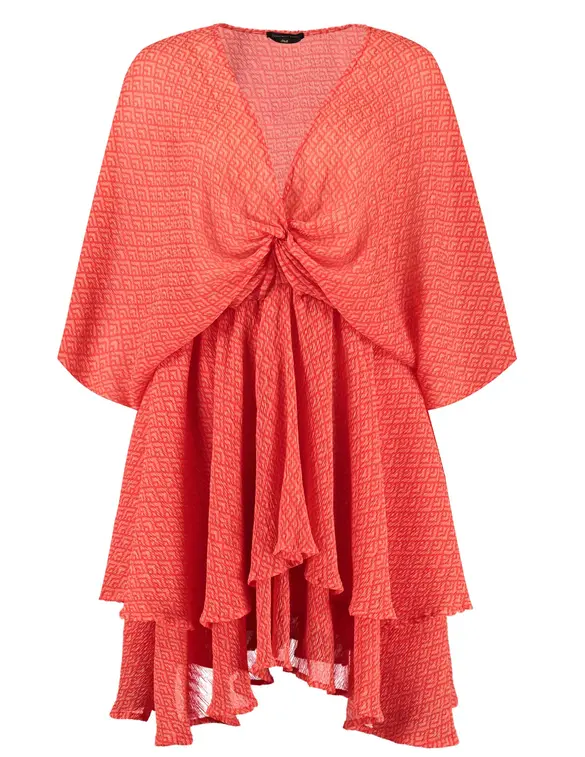 Colourful Rebel Mencia small geo two layer mini dress WD114163