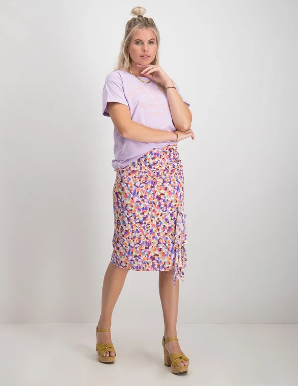 Colourful Rebel Midi Ruffle Drawcord Skirt Kim Aquarel