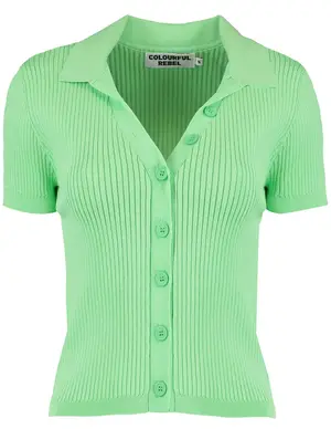 Colourful Rebel Nora Fine Knit Cropped Polo WP314703