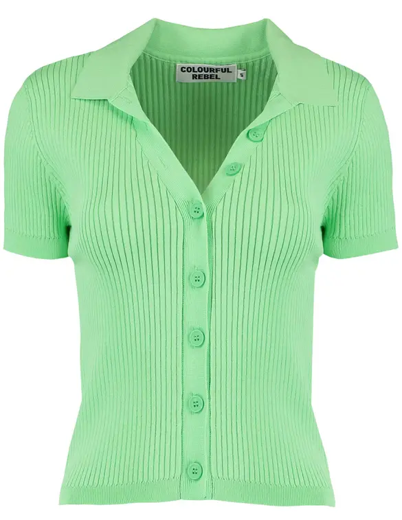 Colourful Rebel Nora Fine Knit Cropped Polo WP314703