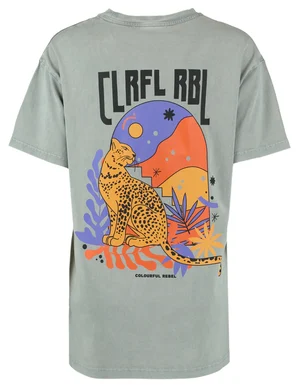 Colourful Rebel Panther moon wash loosefit tee WT114256