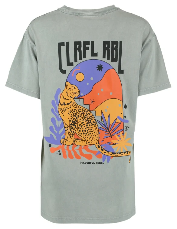 Colourful Rebel Panther moon wash loosefit tee WT114256