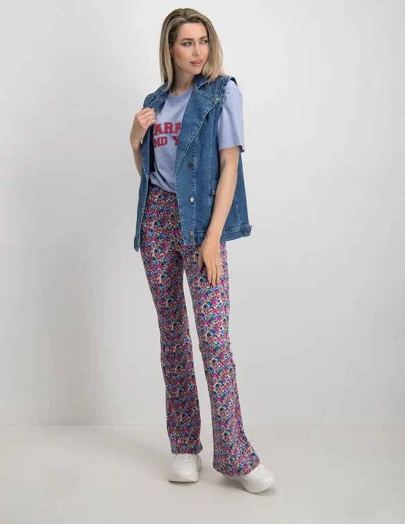 Colourful Rebel Peached flare pants Small Flower