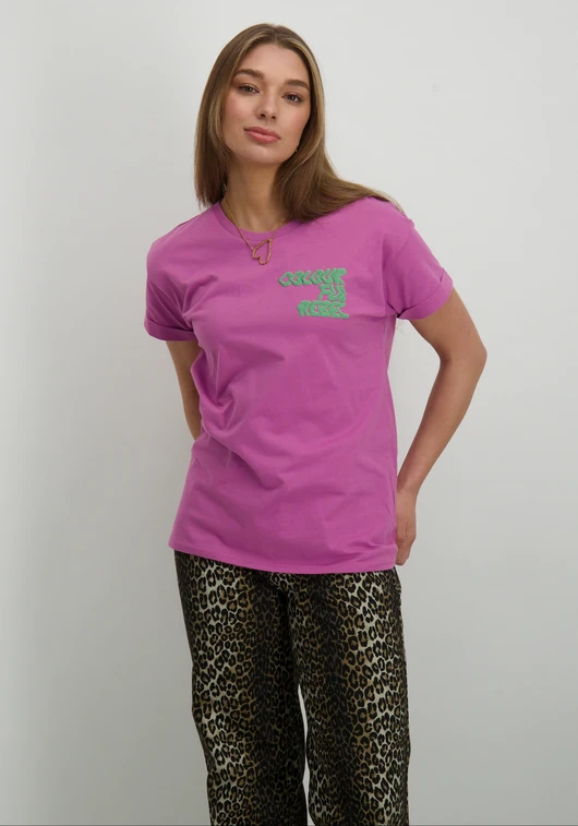 Colourful Rebel puff logo boxy tee STONE special WT116962