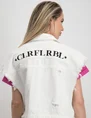 Colourful Rebel Ripped denim Gilet Ash