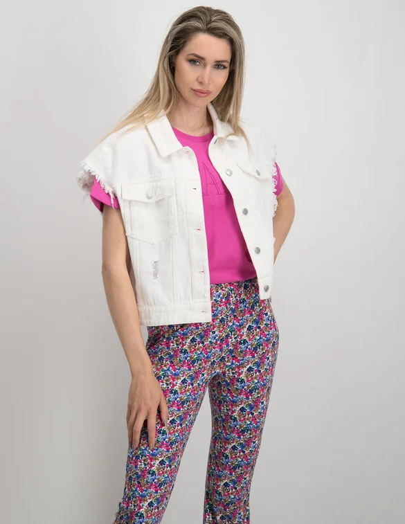 Colourful Rebel Ripped denim Gilet Ash