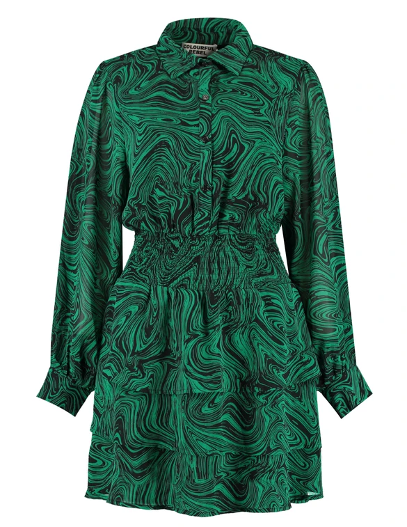 Colourful Rebel Sacha liquid paint mini shirt dress WD114046