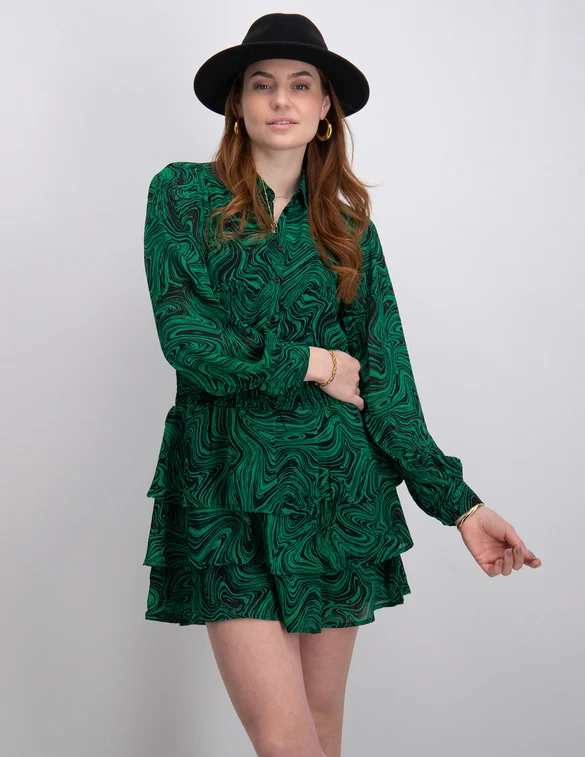 Colourful Rebel Sacha liquid paint mini shirt dress WD114046
