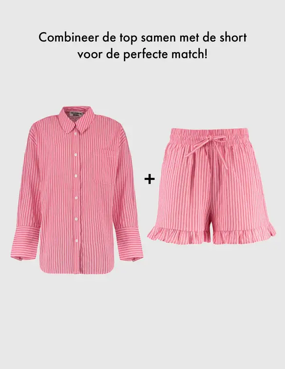Colourful Rebel Sensa Striped Ruffle Short WS116919
