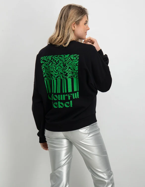 Colourful Rebel Striped Waves Drppd Shldr sweat WS415358