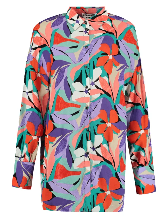 Colourful Rebel Talia big flower oversized boyfriend blouse WB114136
