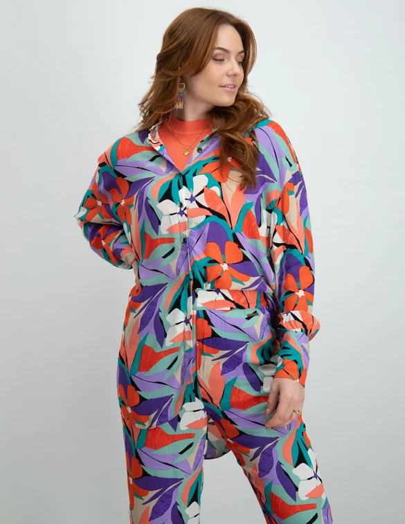 Colourful Rebel Talia big flower oversized boyfriend blouse WB114136