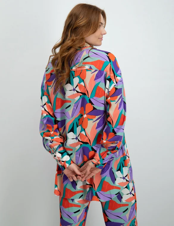 Colourful Rebel Talia big flower oversized boyfriend blouse WB114136