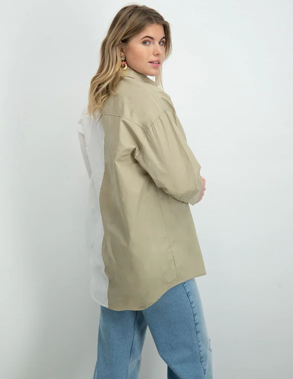 Colourful Rebel Talia two tone oversized boyfriend blouse WB114167