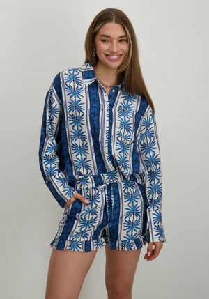 Colourful Rebel Vicky Palm Dropped Shoulder Blouse WB116941
